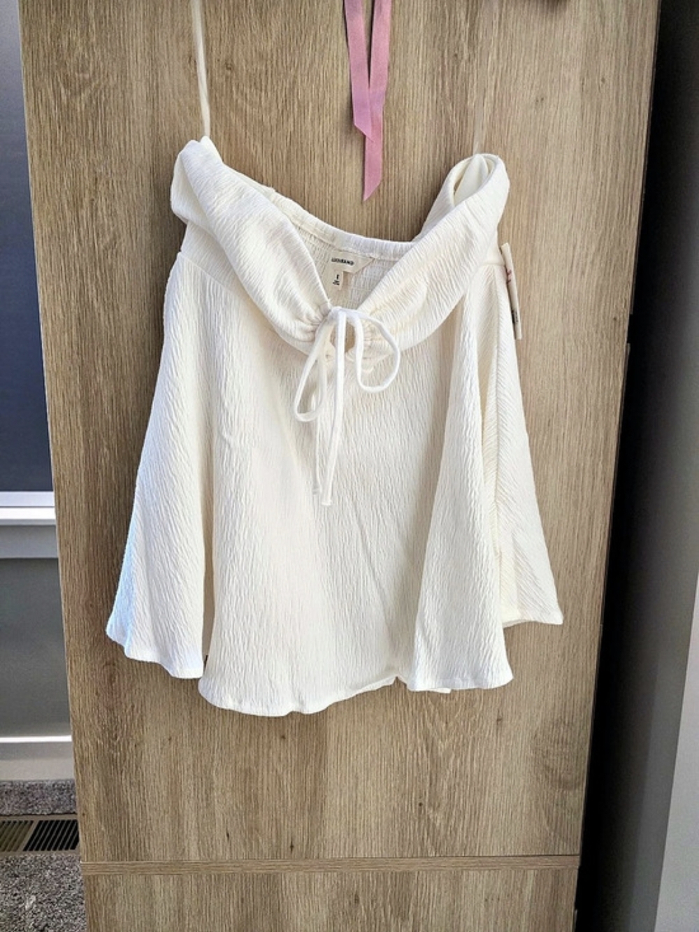 Lucky Brand Textured Tie-Front Blouse in White Size Medium NWT